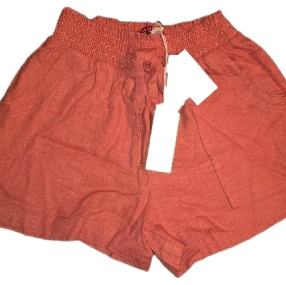 GUESS Ilar Linen Shorts Spiced Salmon Women's XSmall